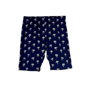 bcg Girls Cottony Stretch Navy Shorts with Palm Tree Print
